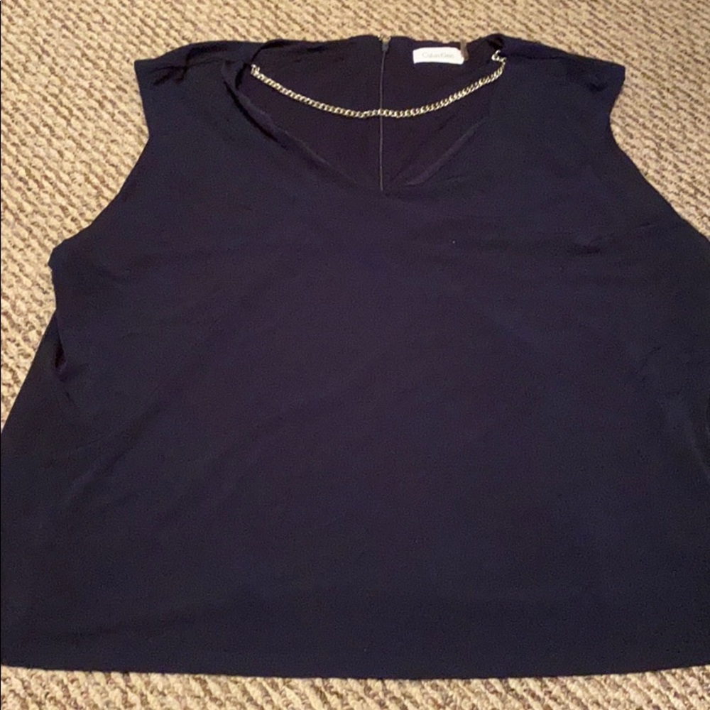 Navy blue sleeveless blouse
